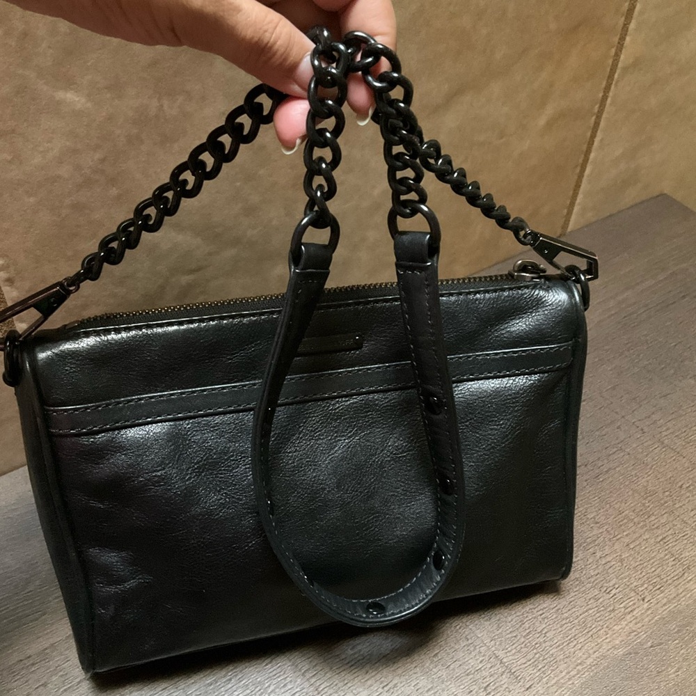 Rebecca Minkoff Black Leather MAC Crossbody Purse Bag Clutch Removable Straps